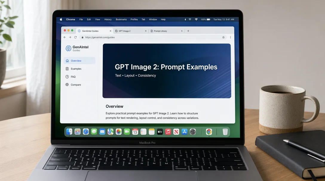 Exemplo gerado com GPT Image 2: Mockup do Chrome em MacBook