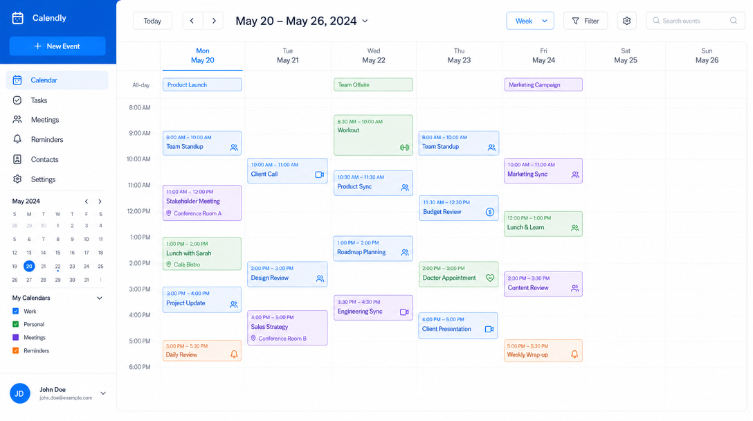 Calendar App Week View Interface