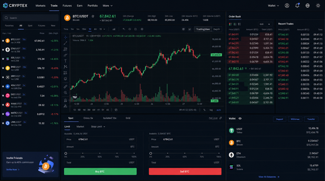 Cryptocurrency Trading Platform UI
