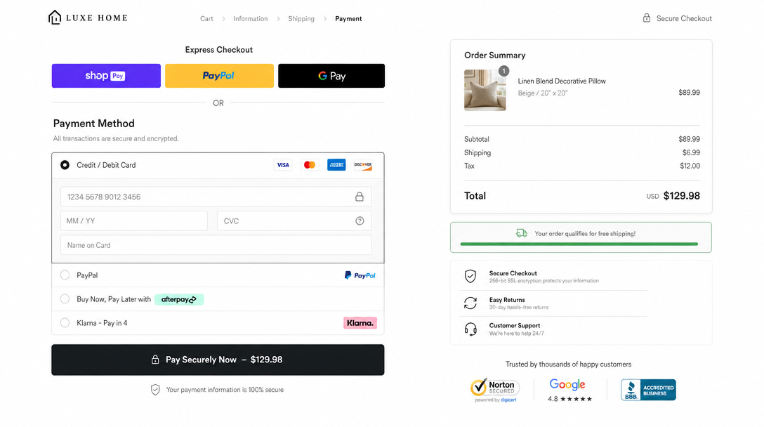 E-Commerce Checkout Page UI