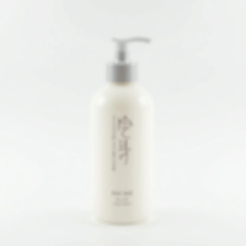 Competitor model output — blurred pseudo-kanji on product bottle